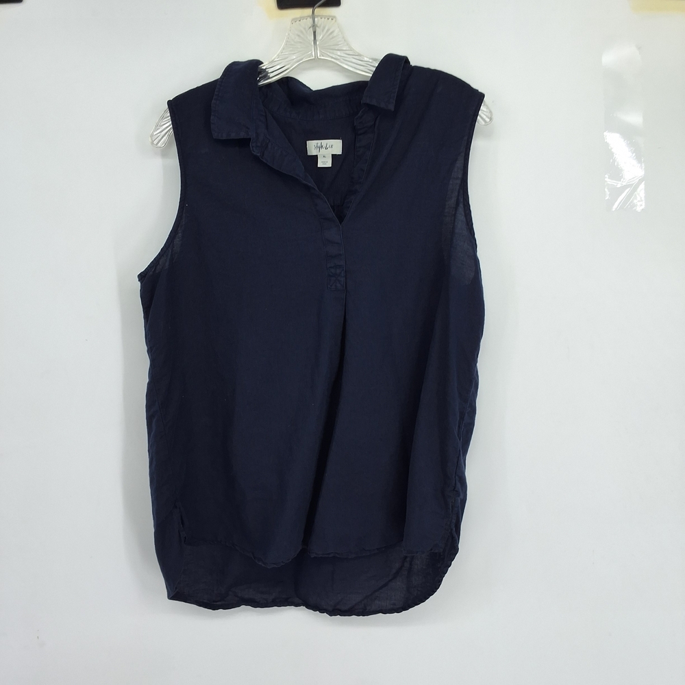 Style & Co XL Navy Sleeveless Blouse